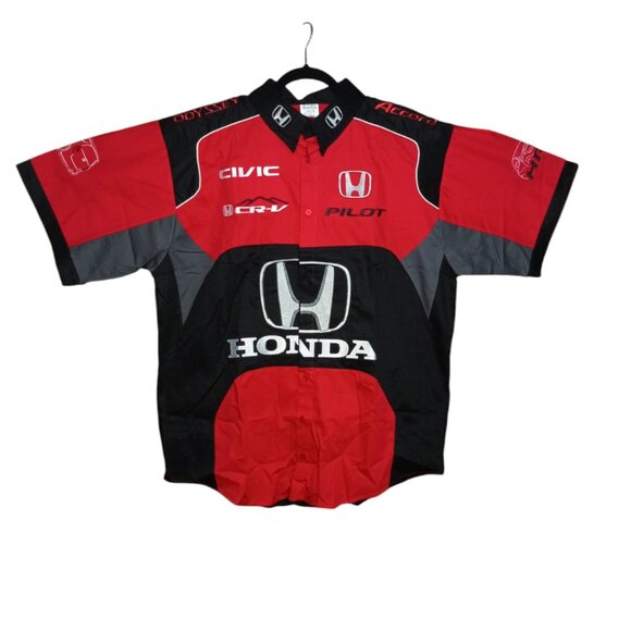 Racing Team Shirt Honda Motorsport Red Black Button-Up | Size M-L - Picture 4 of 4